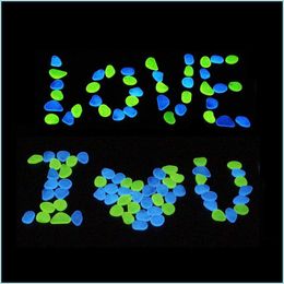 Decoraciones de jardín 100pcs/lote Luminoso Stone Glow In Dark Garden Decorations Pebbles Palabras, Acuario, Fluorescente, fluorescente, decoración brillante dhtwa