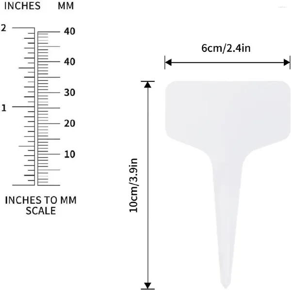 Decoraciones de jardín 100 piezas de planta plástica Tags T-Type White Nursery Etiquetas de plantación de plántulas para suministros de jardinería en el hogar 6x10 cm