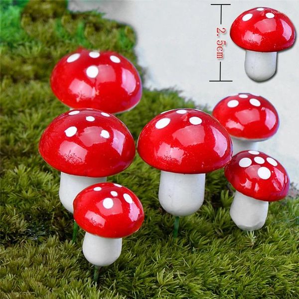 Décorations de jardin 100pcs Mini Champignon Miniatures Artificielle Fée Bonsai Plante Pot Résine Artisanat Décoration Pour La Maison DIY Micro Paysage