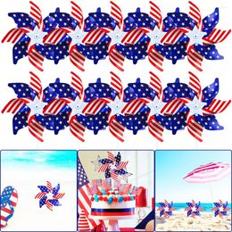Gardendecoraties 10 stks Amerikaanse vlag Windmill juli van 4e windspinner Memorial Day Pinwheels Decor voor huis in de woning gazonbenodigdheden