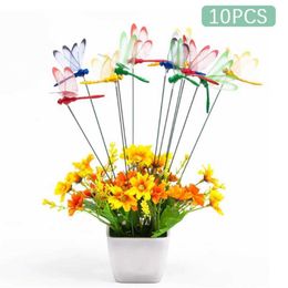 Décorations de jardin 10pcs Dragonfly jardin jardage jardinière libellule arrangement de fleurs coloré libellule en plein air décoration de fleurs décoration