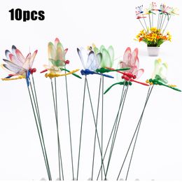 Gardendecoraties 10 stks Dragonfly Stakes Outdoor 3D Simulation Yard Plant Lawn Decor Stick Flower Pot Decoration Art 230818