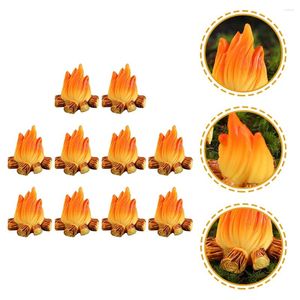 Décorations de jardin 10pcs modèle de feu de joie miniature résine feu de camp micro scène accessoire décor de pot de fleur