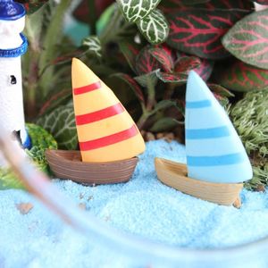 Tuindecoraties 10st Miniatuur Zeilhouten Zeilboot Model Decoratie DIY Landschap Bonsai Strandstickers Gemengde kleur