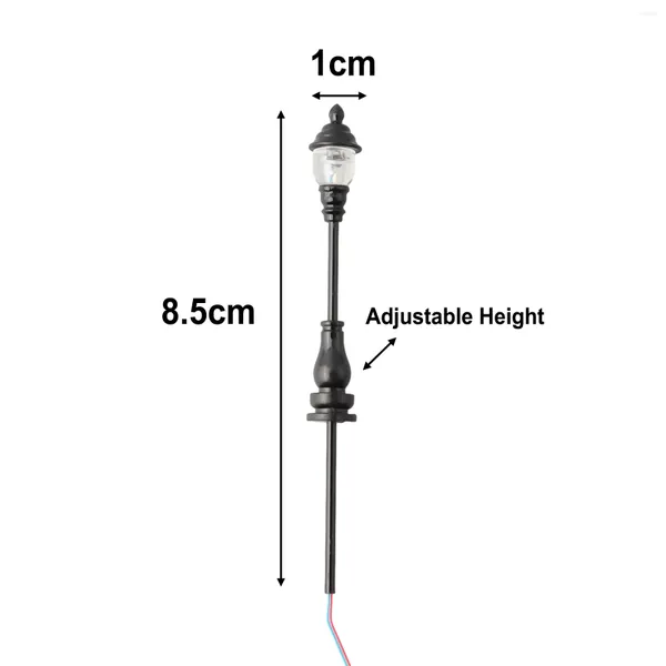 Decoraciones de jardín, 10 unidades/juego, modelo de tren de ferrocarril de 8,5 cm, OO/HO, postes de lámpara a escala 1:87, luz de calle Led, blanco cálido, tipo G, 20mA, 3V