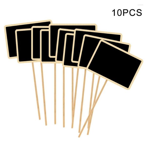 Décorations de jardin 10pcs / Set Marqueurs Fruits Fleurs Plantes Étiquettes de légumes durables avec tableau noir en bois facile à écrire Agriculture Petit