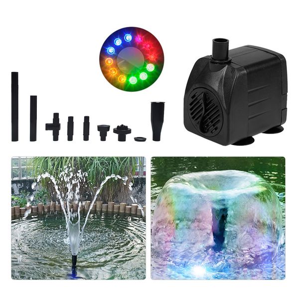 Décorations de jardin 10W 15W Ultra silencieux Submersible fontaine d'eau pompe filtre étang à poissons réservoir d'aquarium avec 12 lumière LED 230727