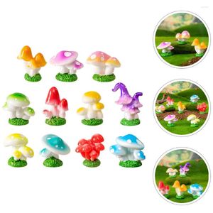 Décorations de jardin 11pcs Figurines de champignons miniatures Mini champignons Statues Résine