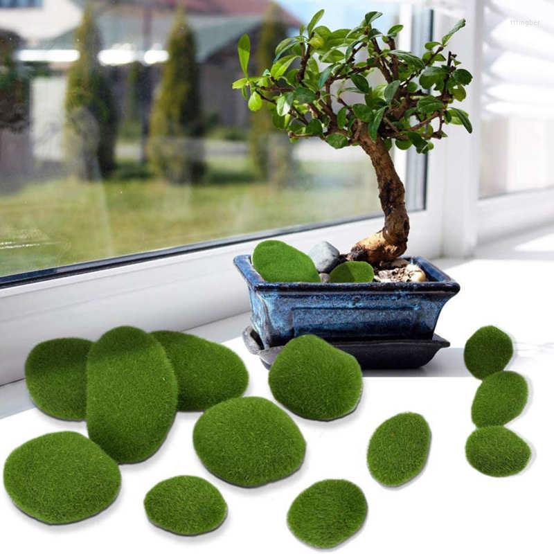 Decorações de Jardim 12 Pçs Pedras de Musgo Artificial Pequenas Médias Grandes Bolas Verdes Simulação Decorativa Para Vaso De Flores
