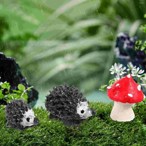 Decoraciones de jardín 12 PCS Hedgehog Mushroom Adorno Adorno Decoración y PVC Micro Paisaje Navidad