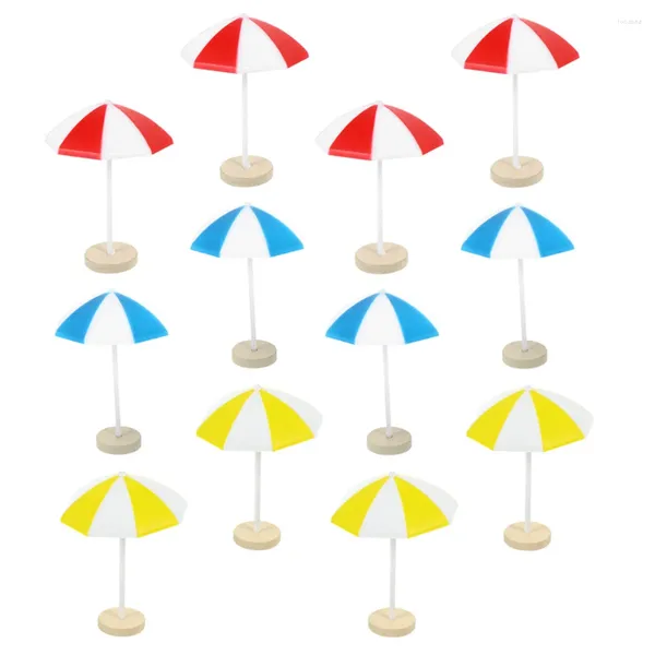 Décorations de jardin 12 pcs Mini Parasol Ornement Parasol Parasol Plage Underbrella Sable Bébé Maison Résine DIY Décors Miniture Décoration