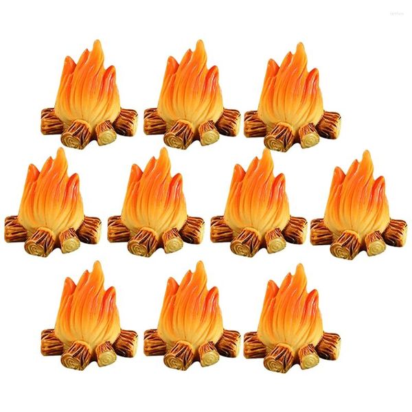 Décorations de jardin 12 pcs miniatures ornements de feu modèle résine micro faux décor semblant jouet de feu de camp