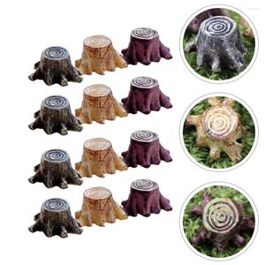 Tuindecoraties 12 PCS Miniture huismeubilair miniatuur kleine stronk ontlasting boombeeldjes standbeeld buiten paddenstoelen decor