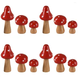 Décorations de jardin 12 pcs simulé champignon en bois cour décor pographie prop mousse en pot petits ornements