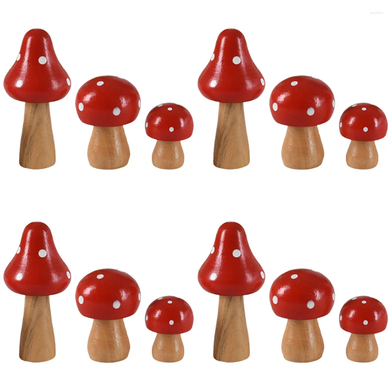 Garden Decorations 12 Pcs Simulated Wooden Mushroom Courtyard Decor Pography Prop Potted Moss Small Ornaments