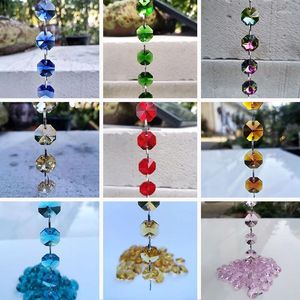 Gardendecoraties 12 Color 14 mm Crystal Prisms Glazen achthoekige kralen Suncatcher Prism kroonluchter onderdelen Octagon Bead Hangende hangers Decor