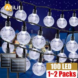 Tuindecoraties 12Packs 100 LED Solar Light Outdoor IP65 Waterdichte String Fairy Lampen slingers Kerstmis decoratie 12m 221202