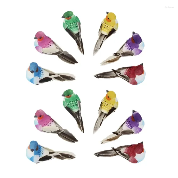 Decoraciones de jardín 12 Uds pájaros falsos pluma artificial decoración de aves espuma animal boda adorno para el hogar mamá regalo artesanía