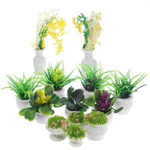 Décorations de jardin 13 pcs Halloween Mini Pot de fleurs Modèle Décor extérieur Miniature Fausses plantes en plastique Maison de jouet