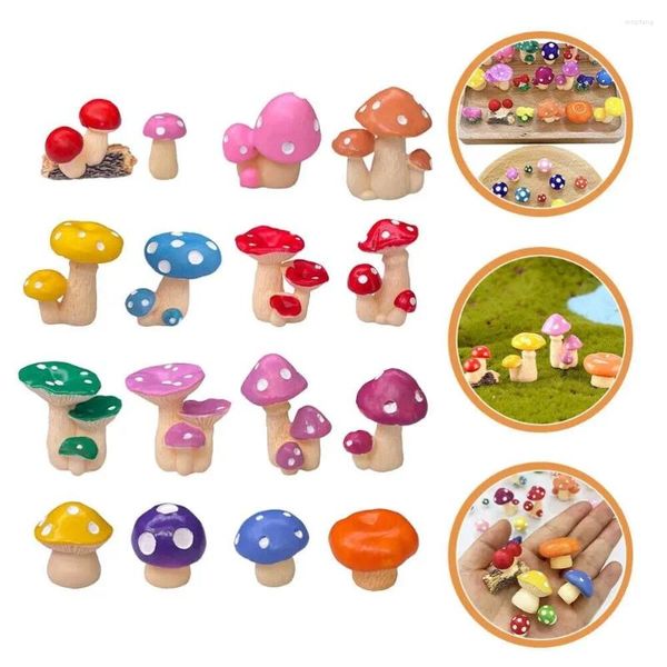 Décorations de jardin 16pcs champignons miniatures fée accessoires décoratifs champignon buisson décor à la maison dessin animé plante cour micropaysage