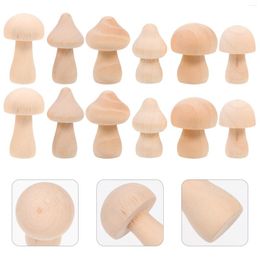 Décorations de jardin 18 pcs mini jouets pour enfants petits décors de champignons en bois bricolage peinture corps enfants graffiti prop modèles inachevés orner