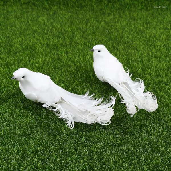 Decoraciones de jardín 1 pieza de espuma artificial pájaros blancos plumas decorativas para el hogar decoración de animales palomas artesanías de pájaros DIY