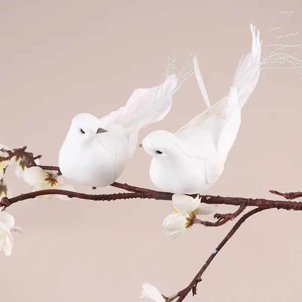 Décorations de jardin 1pc Pigeon artificiel oiseaux faux colombes simulation plume fête de mariage artisanat ornements maison salon décor