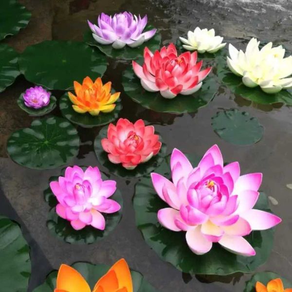 Décorations de jardin 1pc EVA Plastique 10 cm Lotus artificiel Lily Float Flower Pond Plante de réservoir de bassin
