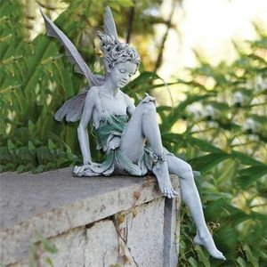 Décorations De Jardin 1pc Fée Statue Ornement De Jardin Résine Artisanat Aménagement Paysager Pelouses Cour Étangs Décoration 22cm Maison Jardinage Décoration Extérieure L230714