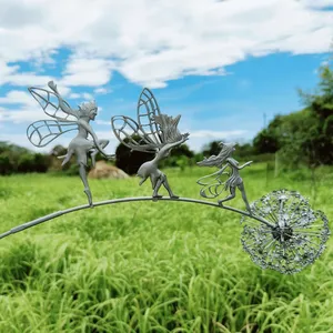 Decoraciones de jardín 1pc Hada de las flores Decoración de metal Artesanía Diente de león Hogar Patio al aire libre