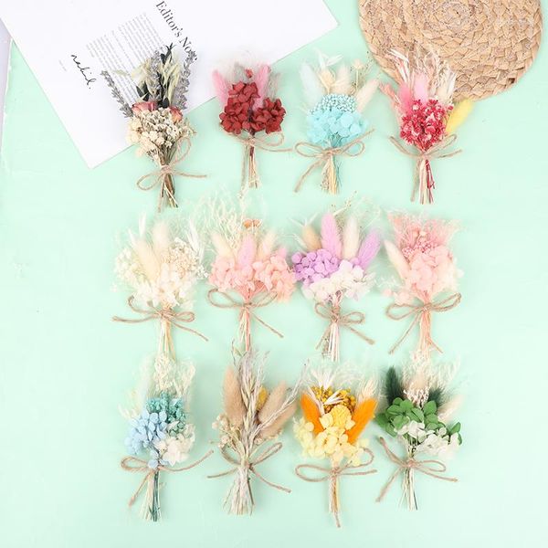 Décorations de jardin 1pc Mini mariage fleurs séchées plantes boutonnières boîte-cadeau accessoires pour anniversaire décoration de la maison