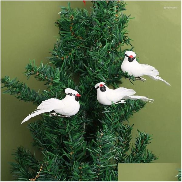 Décorations de jardin 1pc Simation White Peace Bird Plume Mousse Landsca Décoration de la maison Ornements Faux Micro Paysage Modèle Drop Delive OTC0A