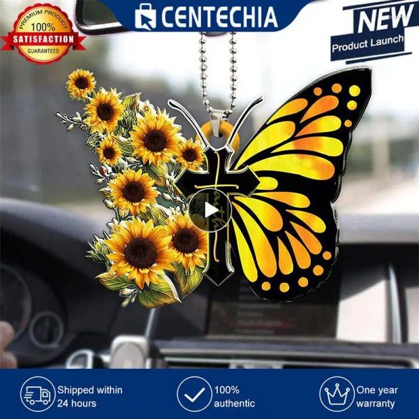 Décorations de jardin 1PCS CRÉATIF CROSS Butterfly Pendant Car Charm pour le rétroviseur Fée Ornement suspendu