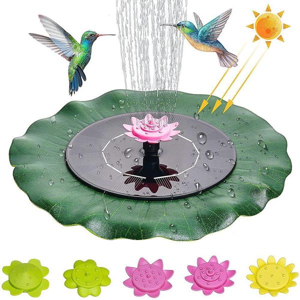 Decoraciones de jardín 1W Bomba de fuente solar Envoltura de hoja de loto Boquillas de agua flotantes para baño de aves Estanque Piscina Pecera Decoración de acuario 230710