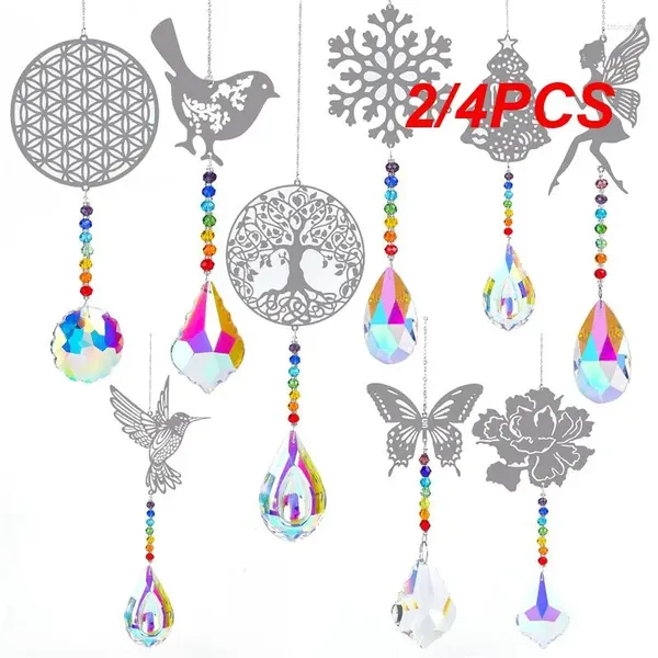 Decoraciones de jardín 2/4pcs Surratchers Angel Life Tree Flower Flower Hummingbird copo de nieve mariposa colorido coches colgantes de cristal