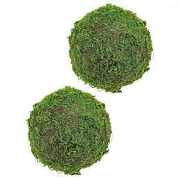 Decoraciones de jardín 2 PCS Bola de musgo artificial Hogar Bolas verdes naturales Decorar Relleno de tazón