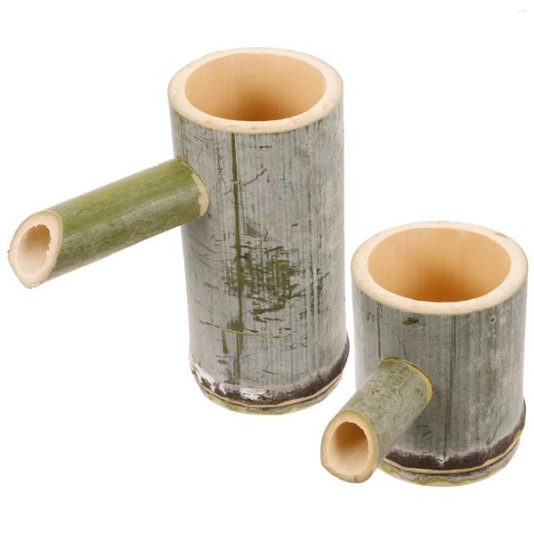 Décorations de jardin 2 pcs Bamboo Fontaine Maison Plantes Fontaines Extérieur Intérieur Décor d'eau Bec pour petit étang Patio créatif