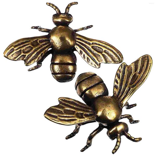 Décorations de jardin 2 pièces décors d'abeilles ornement figurine en laiton fausses abeilles ornements en métal figurines de bureau décor à la maison