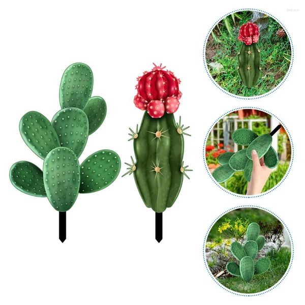 Decoraciones de jardín 2 PCS CACTUS CARDSE MEDRO INDERTO ORNAMIENTO ADORNIO DEL CEDIDO Decorar señales de estacas