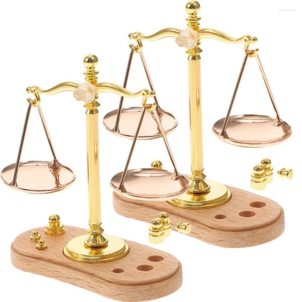 Décorations de jardin 2 pcs Mini Balance Enfant Accueil Accents Balance Justice en alliage de zinc Jouet éducatif