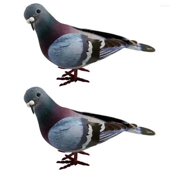 Décorations de jardin 2 pcs Paix Décor de Noël Petite figurine Oiseau Pelouse Pigeon Ornement Décoration Artisanat Mousse Prop Simulation