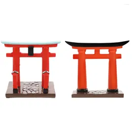 Décorations de jardin 2 pcs Torii Gate Accessories décoratives mini-maison résine miniature Petites figurines Porte d'artisanat japonais