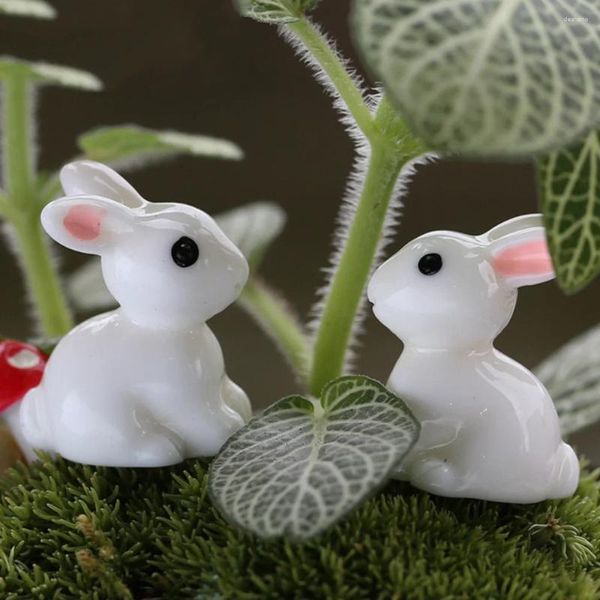 Decoraciones de jardín 20 PC Crafts Accesorios de bricolaje Conejos de resina Adornos en miniatura Decoración Figurina Animal