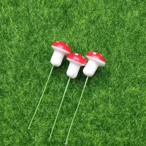 Decoraciones de jardín 20 PCS Modelo Mini Accesorios para muñecas Adornos de vidrio rojo Miniaturas artesanales de hongos