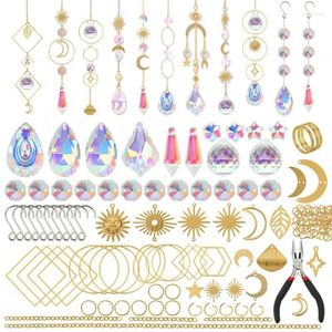 Décorations de jardin 200pcs Crystal Suncatchers Ratgeurs suspendus avec chaîne Perles de pendentif en verre coloré Ornements intérieurs de lustre