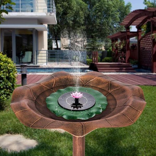 Décorations de jardin 2023 pompe de fontaine solaire enveloppe de feuille de Lotus flottant 1W eau avec buses pour bain d'oiseaux décoration de piscine d'étang