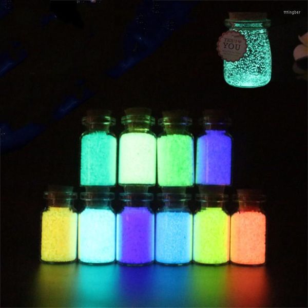 Decoraciones de jardín 20g pigmento brillante grava brillante arena noctilucente que brilla en la oscuridad polvo fiesta DIY fluorescente súper luminoso