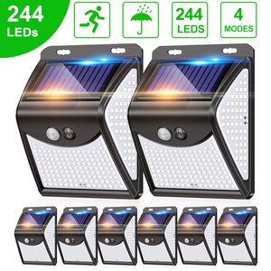 Tuindecoraties 244 144 LED Solar Lamp Outdoor Light Motion Sensor Krachtige Spotlight Energie Waterdicht Zonlicht voor Exterieur Decor 221202