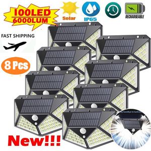 Tuindecoraties 2468 stcs 100 LED Solar Wall Lights Outdoor Lamp Pir Motion Sensor Powered Sunlight Street voor 221202