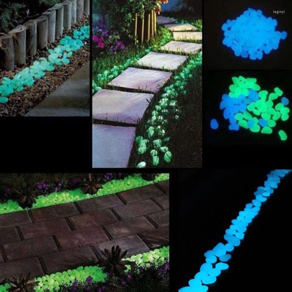 Décorations de jardin 25/50 pièces brillent dans le noir cailloux pierres roches bricolage pour allées chemin Patio pelouse cour décor lumineux